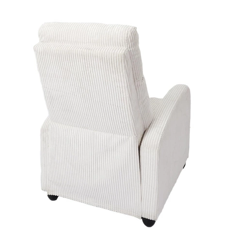 Rozkládací křeslo do obýváku Intesi Recliner Dream bílý manšestr moderní s podnožkou