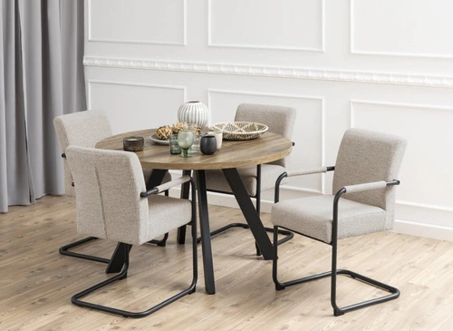 Rozkládací kulatý jídelní stůl Zalida dub artisan 120–210 cm moderní