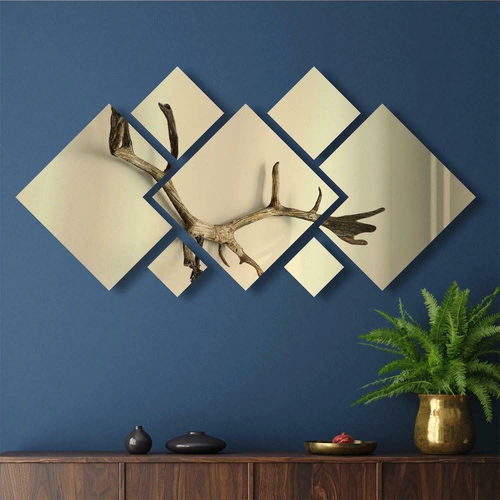 Zlatá zrcadlová nástěnná dekorace Intesi Triptych 7 dílů moderní ozdoba do obýváku