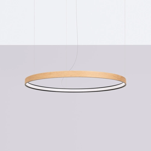 Moderní LED lustr RIO_EIK 78 z dubu do obýváku a jídelny Thoro 79 cm