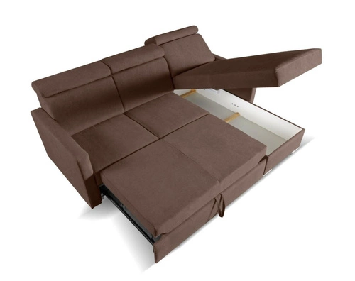 Moderní rohová rozkládací pohovka s úložným prostorem Mils hnědá do obýváku Intesi