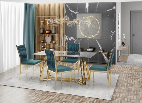 stůl Gloria černý mramor/zlatý