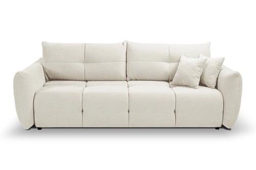 Rozkládací pohovka Bode bílá pro 3 osoby s úložným prostorem a funkcí spaní do obýváku