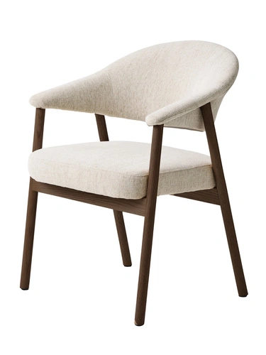 Čalouněná židle Klen béžová dubová s područkami do jídelny a obýváku skandinávský styl