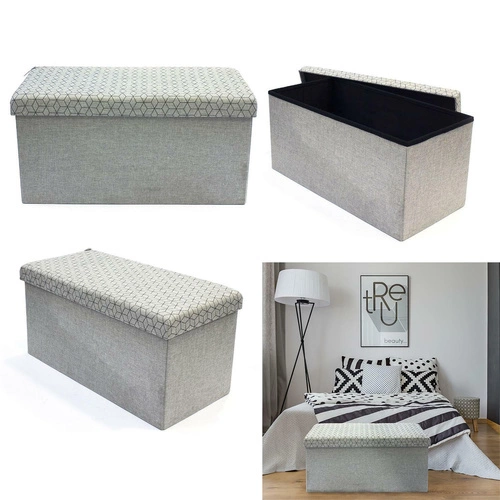 Skládací šedý taburet Intesi Velse s úložným prostorem obdélníkový do obýváku a dětského pokoje