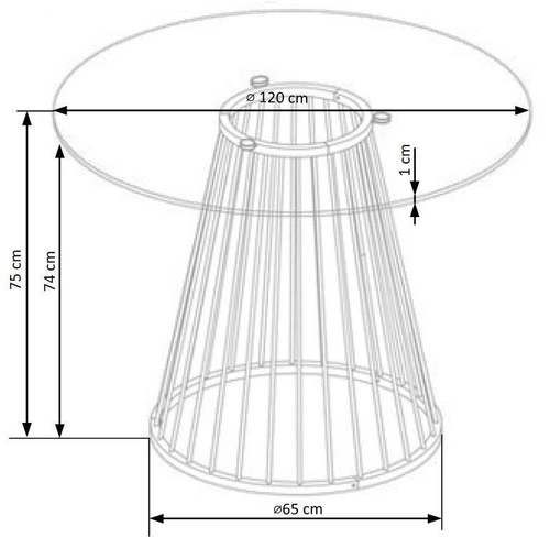 Kulaty skleněný stůl Dabro 120 cm na jedné noze zlatý moderní do jídelny a obýváku Intesi