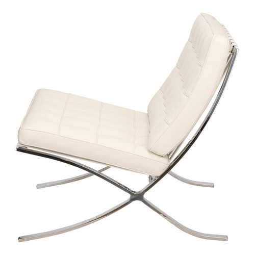 Relaxační křeslo BA1 pravá kůže bílá inspirované Barcelona moderní do obýváku