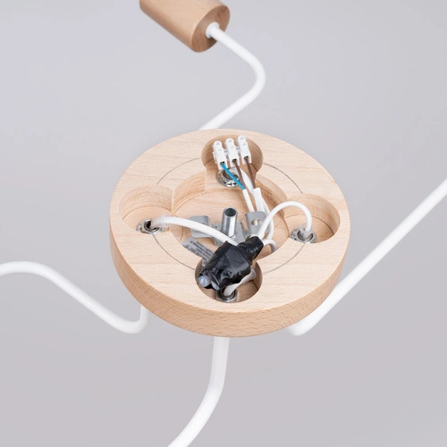 Loftový lustr TIMBO 4 bílý s dřevem do obýváku a jídelny 4 světla SOLLUX