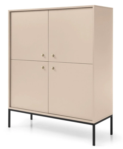 Vysoká béžová komoda Evora 125 cm moderní na nožičkách do obýváku a ložnice Intesi