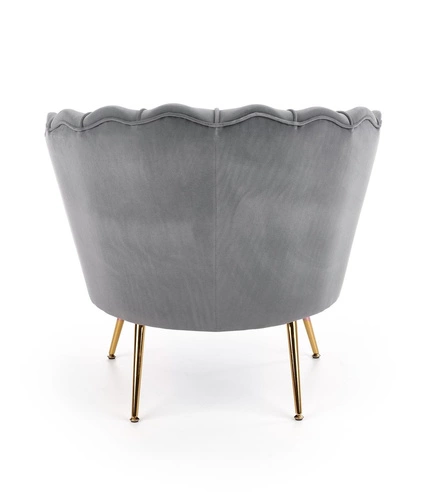 Křeslo mušle Florencie šedý samet glamour do obýváku Intesi moderní s područkami
