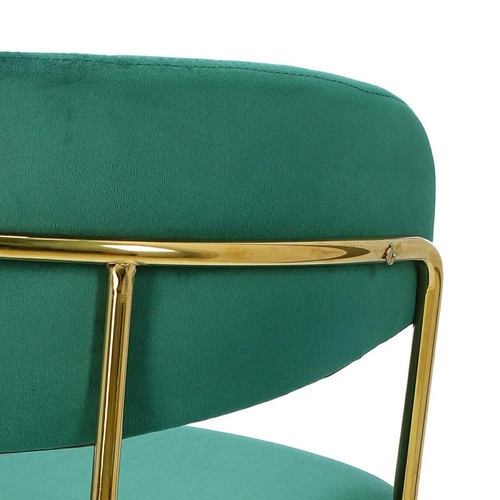 Jídelní židle Margo Intesi zelená čalouněná sametová glamour s područkami na zlatých nohách