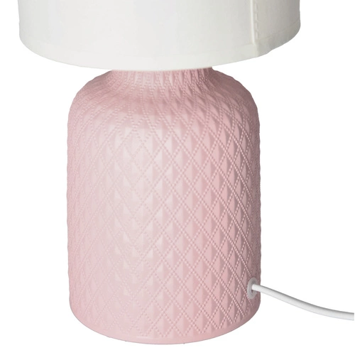 Stolní lampa Iner moderní růžová keramická s látkovým stínidlem do ložnice a obýváku 32 cm