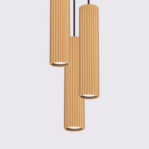 Závěsné svítidlo KARBON 3P zlaté moderní nastavitelné do obýváku a nad stůl