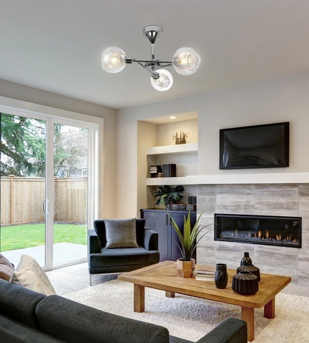 Závěsné svítidlo Ozzo moderní skleněné chromované do obýváku a ložnice s nastavitelnou výškou