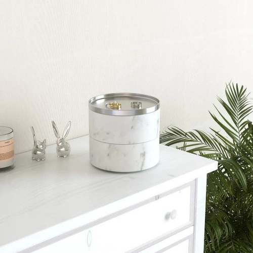 Dvoupodlažní organizér na šperky do zásuvky Umbra Tesora chromově bílý 13x13 cm