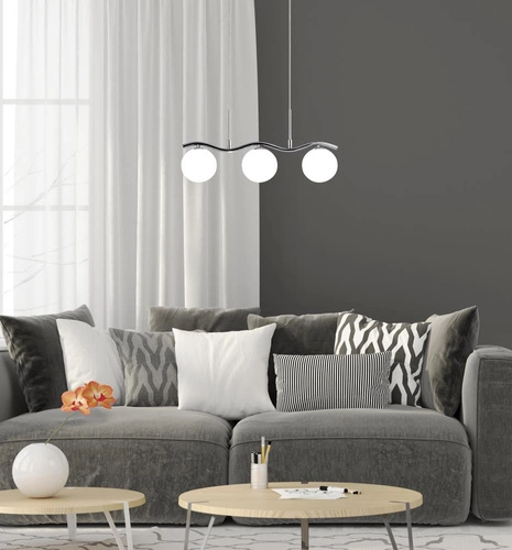 Závěsné svítidlo Ramon moderní chrom-bílá 3bodová do obývacího pokoje a jídelny