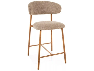 Barová židle Pasco Slim čalouněná béžová s opěrkou k kuchyňskému ostrůvku