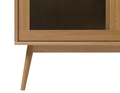 Vitrína Barrali 160 cm přírodní dub skleněná dřevěná do obýváku