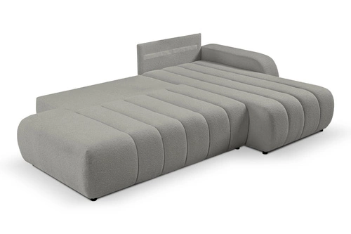 Rohová rozkládací pohovka Hobro šedá pravá do obýváku s úložným prostorem moderní Intesi