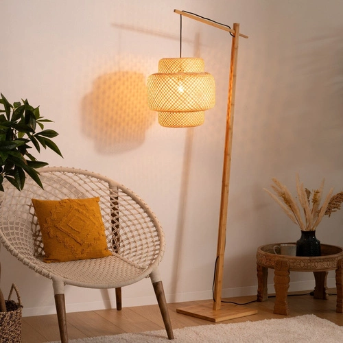 Stojací bambusová lampa boho do obýváku Liby Atmosphera – přírodní podlahová lampa 173 cm