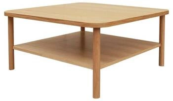 Konferenční stolek Banbury čtvercový dřevěný s policí 90x90 cm skandinávský do obýváku