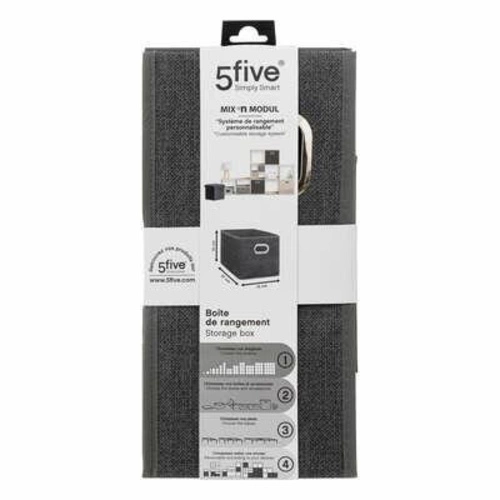 Látková úložná krabice do regálu 15x31 cm tmavě šedá s úchytem 5five simply smart