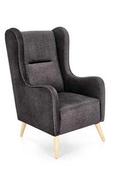 Skandinávské křeslo ušák Caitano do obýváku, antracitové, čalouněné s područkami Intesi