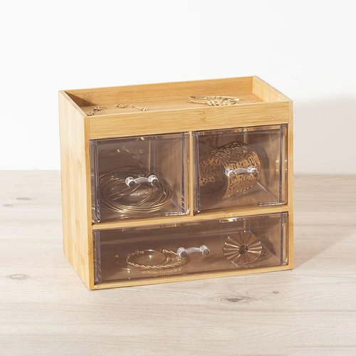 Bambusový koupelnový organizér na kosmetiku Selena se 3 přihrádkami 5five simply smart