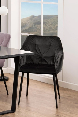 Jídelní židle Brooke Actona čalouněná sametem šedá s područkami glamour