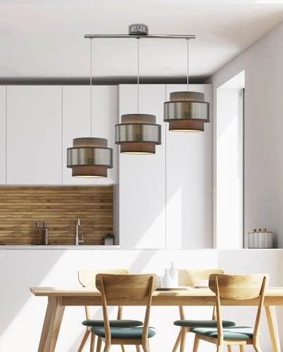 Zajíc chrom závěsná lampa 3x60W E27 stínidlo šedá+stříbrná