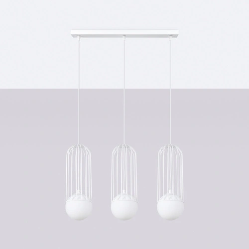 BRINA 3L moderní bílý závěsný lustr do obýváku a jídelny trojitý SOLLUX