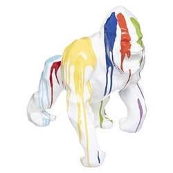 Dekorativní soška gorila Atmosphera moderní bílá barevná 40 cm do obýváku nebo jako dárek