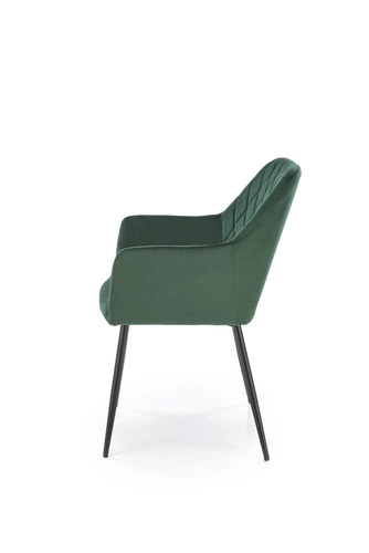 Čalouněná jídelní židle Basper Velvet lahvově zelená s područkami moderní