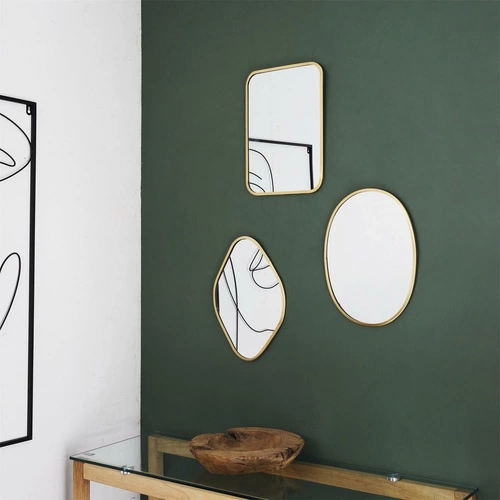 Nástěnné zrcadlo Arcilla romb v zlatém rámu moderní do předsíně Intesi 34x25 cm