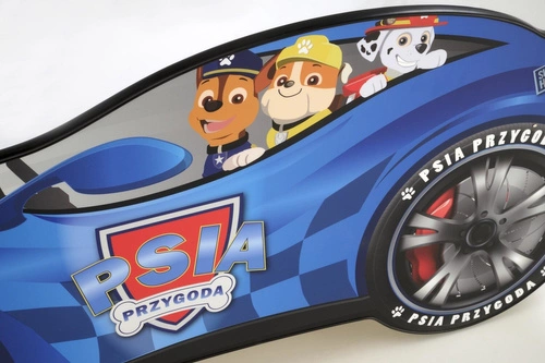 Dětská postel Psí dobrodružství s matrací a vícebarevným LED osvětlením do dětského pokoje