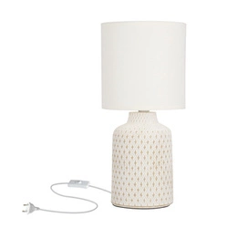 Bílá noční lampička do ložnice Iner moderní keramická se stínidlem Candellux 32 cm