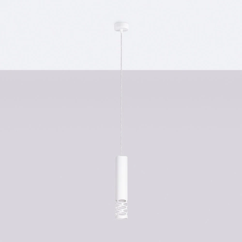 Moderní bílý závěsný lustr LIRO 1 kovový do obýváku a kuchyně SOLLUX