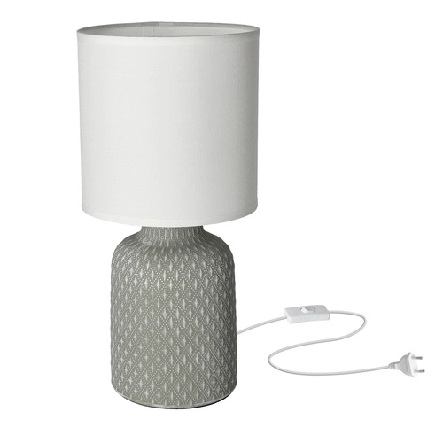 Šedá keramická stolní lampa Iner s moderním stínidlem, noční lampička do ložnice 32 cm