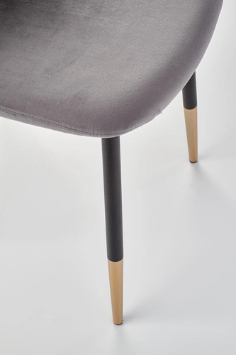 Jídelní židle čalouněná sametem Badenia šedá moderní s černými nohami Intesi