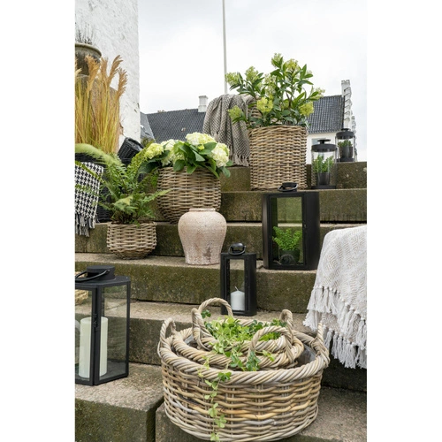 Sada 3 dekorativních košů Kuta z ratanu kubu na uložení do obýváku