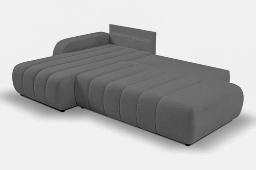 Rohová rozkládací pohovka levá Hobro šedá moderní do obýváku s úložným prostorem Intesi