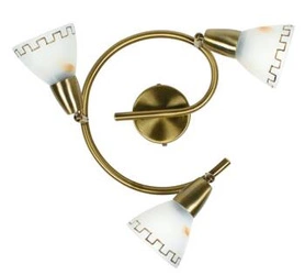 Stropní svítidlo Parnas 3ramenné nastavitelné skleněné do obýváku a jídelny patina