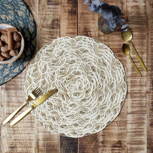 Kulatá béžová prostírka Jute 38 cm moderní na jídelní stůl do kuchyně Intesi
