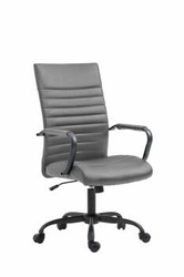 Ergonomická otočná kancelářská židle Sorpreso šedá kožená moderní s područkami do kanceláře