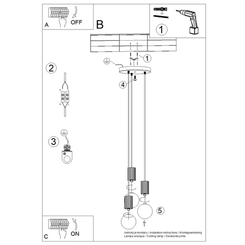 Závěsné svítidlo HALO 3P bílé moderní skleněné do obýváku a kuchyně 3bodové