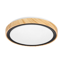 Stropní svítidlo Aflo stropní svítidlo s efektem dřeva+černá 24W LED 3000/4000/6000K 38cm