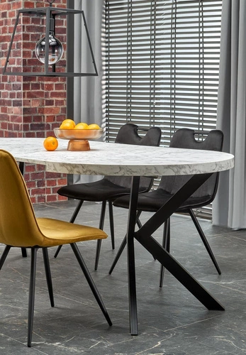 Rozkládací kulatý jídelní stůl Roni Intesi bílý mramor 100–250 cm moderní