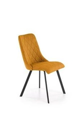 Čalouněná jídelní židle Fenri hořčicová moderní prošívaná s černými nohami Intesi