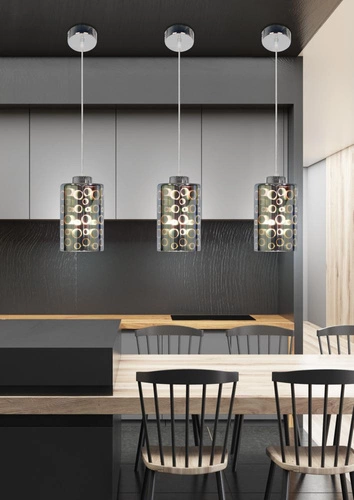 Závěsné svítidlo Nocturno 12 chrom skleněné moderní, nastavitelné do obýváku a nad stůl