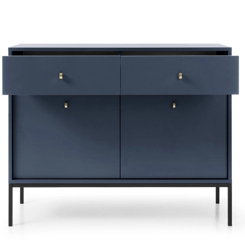 Komoda Evora modrá se zásuvkami na vysokých nohách glamour do obýváku 104 cm Intesi